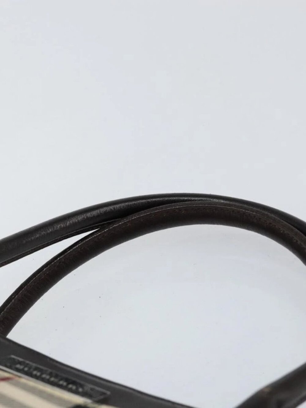 BURBERRY Nova Check Hand Bag Canvas Beige Silver Auth ka313 - Picture 9 of 16